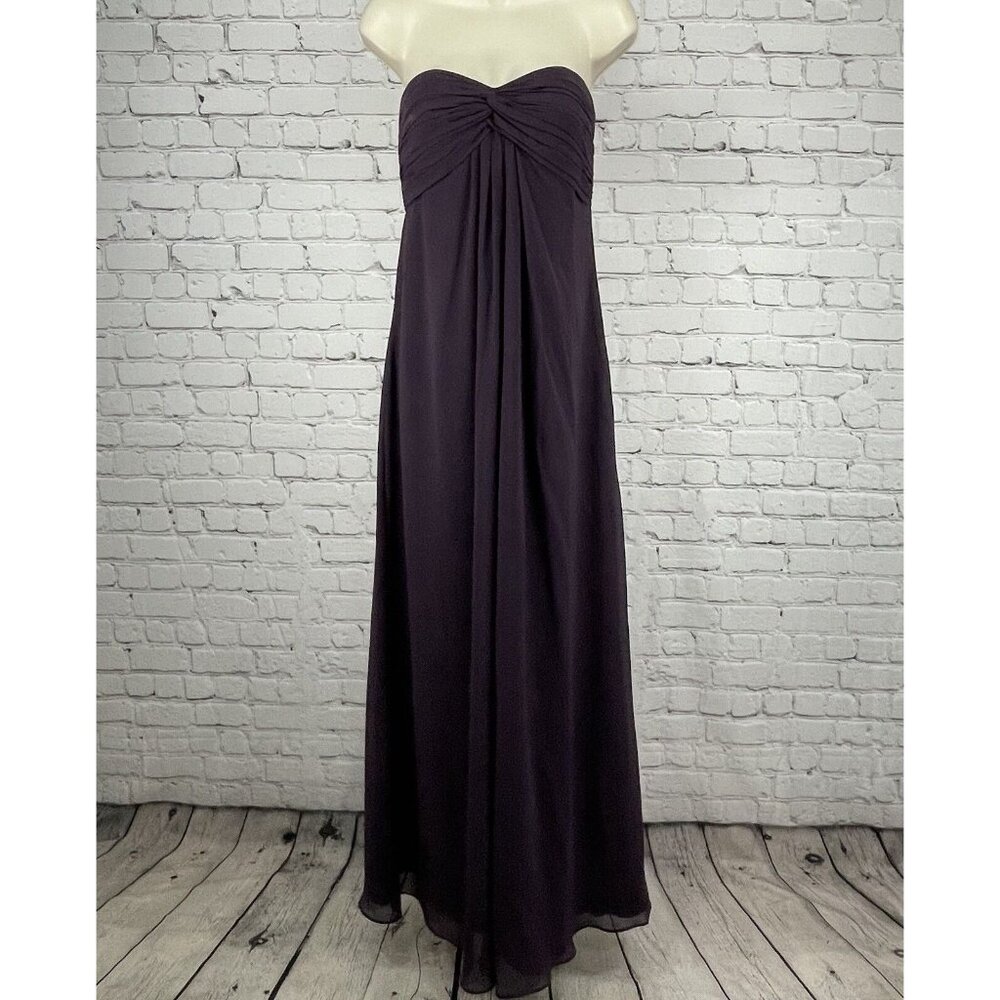 Bill Levkoff Purple Strapless Zipped Empire Maxi Dress Gown Lined Size 6